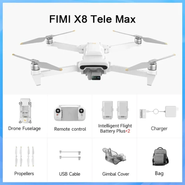FIMI X8 TELE MAX 3-Axis Gimbal 4K HDR 48MP 30x Camera Drone Professional GPS RC Quadcopter Ship from EU 2
