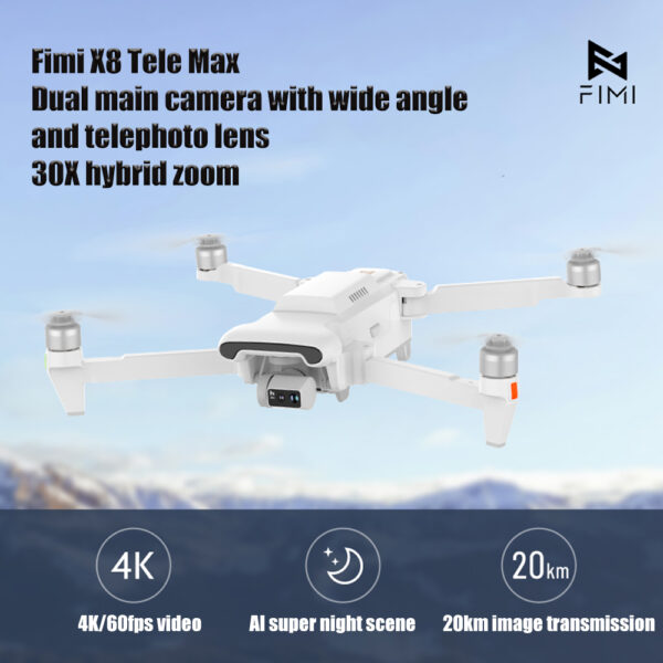 FIMI X8 TELE MAX White Dual Battery A3-Axis Gimbal Professional GPS RC Quadcopter - Image 3