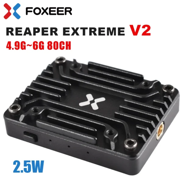 Foxeer 5.8G Reaper Extreme V2 2.5W High Power 72CH VTX FPV Video Transmitter with CNC Shell Built-in Mic for RC FPV Drones 1