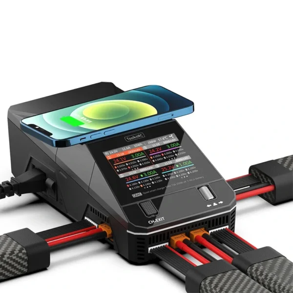 ToolkitRC Q6AC AC 400W DC 1000W 15A*4 Battery Charger Support Wireless Charging for 1-6S LiPo LiHV LiFe Lion LTO 1-16S NiMH 1-10 1