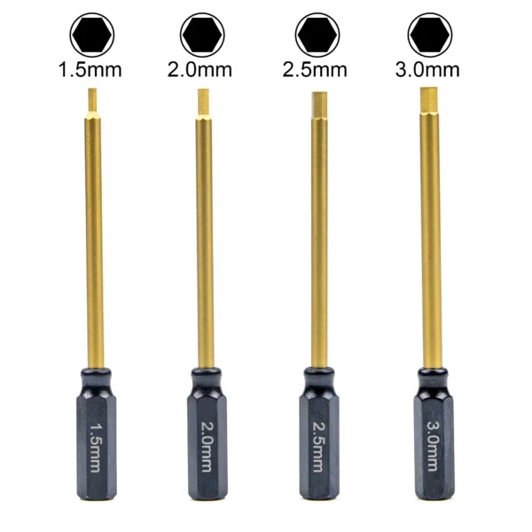 4pcs Durable Hard Alloy Steel Metal 6.35mm Hex Wrenches Screwdrivers Tools Kit 1.5/2.0/2.5/3.0mm for RC Helicopter Model 1