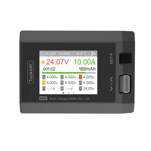 ToolkitRC M8P 600W 20A Multi-function DC Balance Charger for 1-6S 7S 8S XT60 Lipo LiHV LiFe Lion LTO Battery signal testing 1