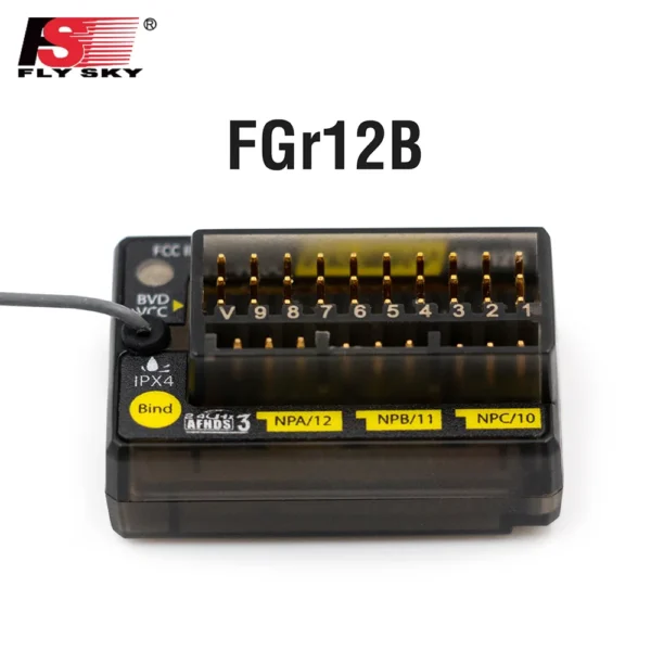 FLYSKY FGr12B 2.4GHz 12CH Receiver PWM PPM Ibus for AFHDS3 Transmitters RF Modules PL18/ NB4 /NB4 Lite RC Car Boat Vehicle 1