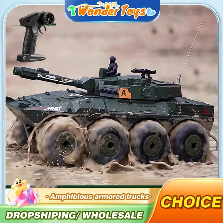 Rc Tank Car 1/32 Remote Control Truck Amphibious Armored Vehicle Large 8X8 WD Radio Control Car Children Model Toys for Boys Kid 1