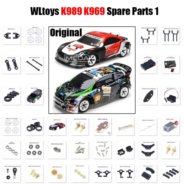 WLtoys 1/28 K989 K969 RC Original Spare Parts Car Shell Bearing Receiver Front/Rear Steering Cups Body Pillar Wheel Tire Parts 1 1