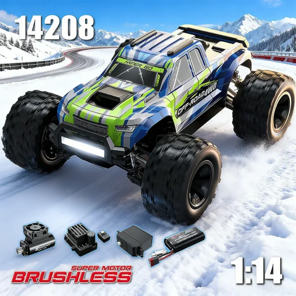 MJX HYPER GO 1:14 New Brushless 14208 Remote Control Car 41KM/H High-Speed Monster Truck Off-Road Vehicle Climbing Car RTR Toy 1