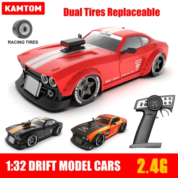KAMTOM RC Car 1/32 4WD Double Wheel Replace ESP Gyro 30KM/H Drifting Car Model Vehicle 1