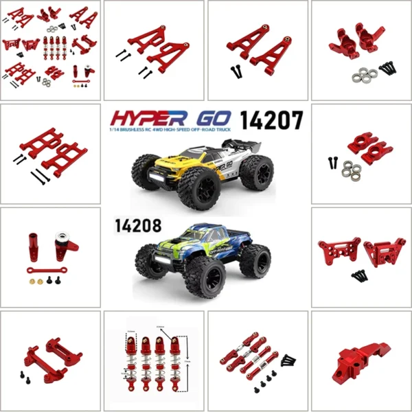 HYPER GO MJX 14207 14208 1/14 RC Car Metal Upgrade Accessories Parts Kit shock absorber Bearings Steering cup Steering component 1