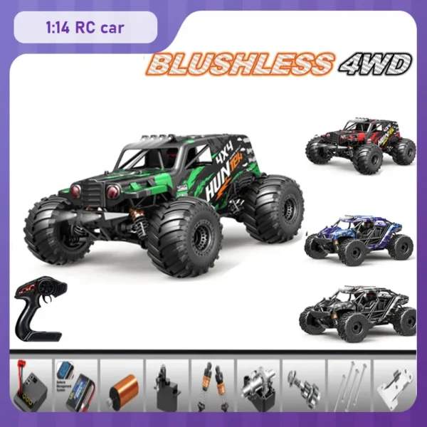 HOSPEED RC Car 1:18 Brushless 1:14 Brushed High Speed 4WD RC Desert Car 2.4G Full Scale RC Off-Road Vehicle Pickup Truck Model 1