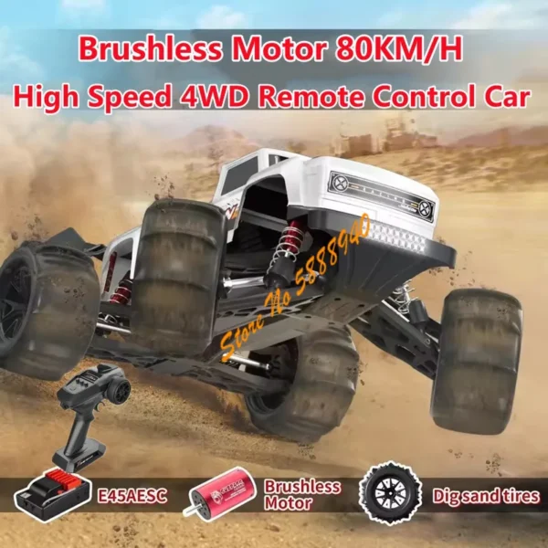 80KM/H Brushless Racing Electric RC Car 2.4G 150M 1/16 Simulation Vehicle 4WD Climbing All Terrain Off Road Remote Control Truck 1