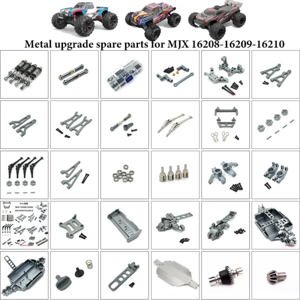 Mjx Hyper Go Spare Parts 1/16 Brushless RC Cars Off-road Truck Buggy Replacement Parts for 16208 16210 16209 Upgrade Parts 1