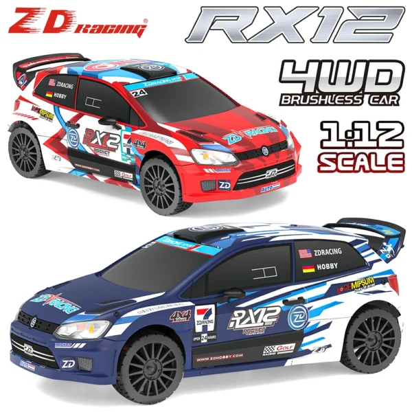 ZD Racing RC Car 1:12 Scale RX12 Brushless Car 70KM/H Car 4WD 2200mAh 350M Rally Vehicle 1