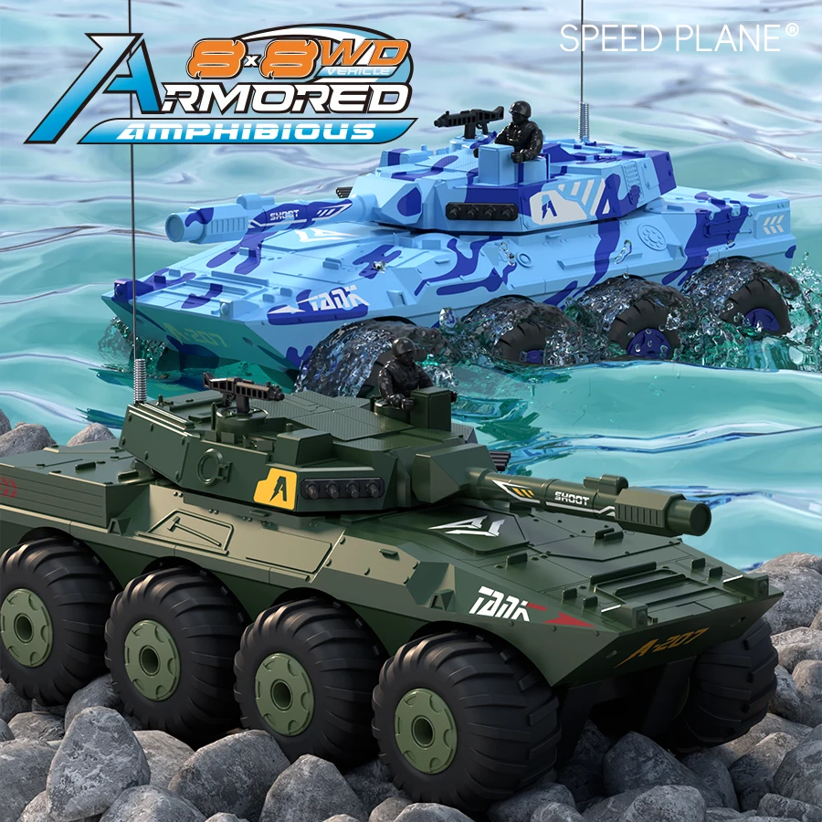 Rc Tank Car 1/32 Remote Control Truck Amphibious Armored Vehicle Large 8X8 WD Radio Control Car Children Model Toys for Boys Kid - Image 2