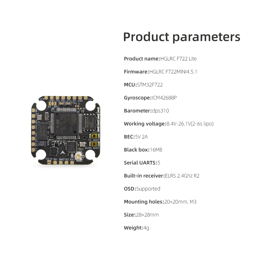 HGLRC SPECTER F722 Lite Flight Controller with ICM42688 Gyro & ELRS 2.4G Receiver Low Latency Anti-Interference for FPV Drone RC - Image 5