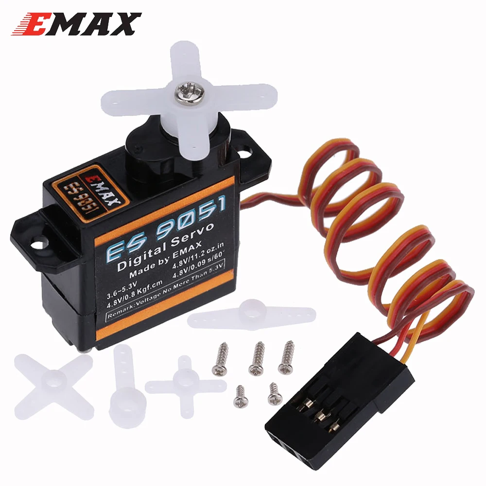 EMAX ES9051 ES 9051 4.8-5.5V 4.3g 0.8kg Gear Digital Servo Futaba JR Plug For 3D F3P Airplanes Helicopter Car RC Accessories Toy - Image 6