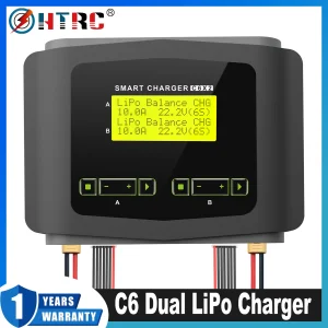 HTRC C6 Dual Channel Lipo Charger LCD Display Screen RC Balance Discharger AC 150W DC 240W Battery Charger For RC Model Toys