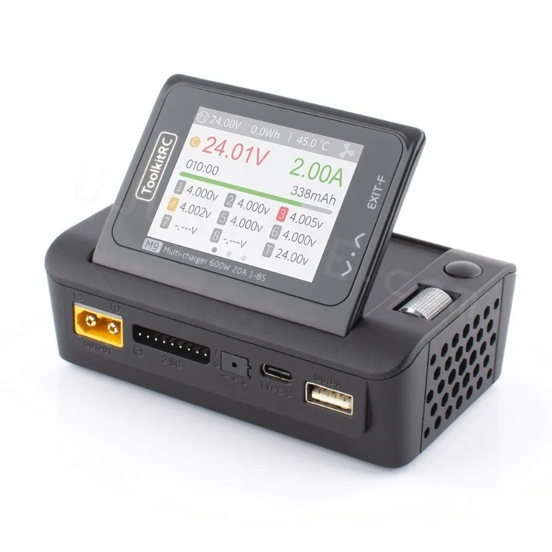 ToolkitRC M9 600W USB Fast Charing DC Smart Charger with Audio Function Adjustable Screen Angle For 1-8S Lipo LiHv LiFe Battery - Image 2