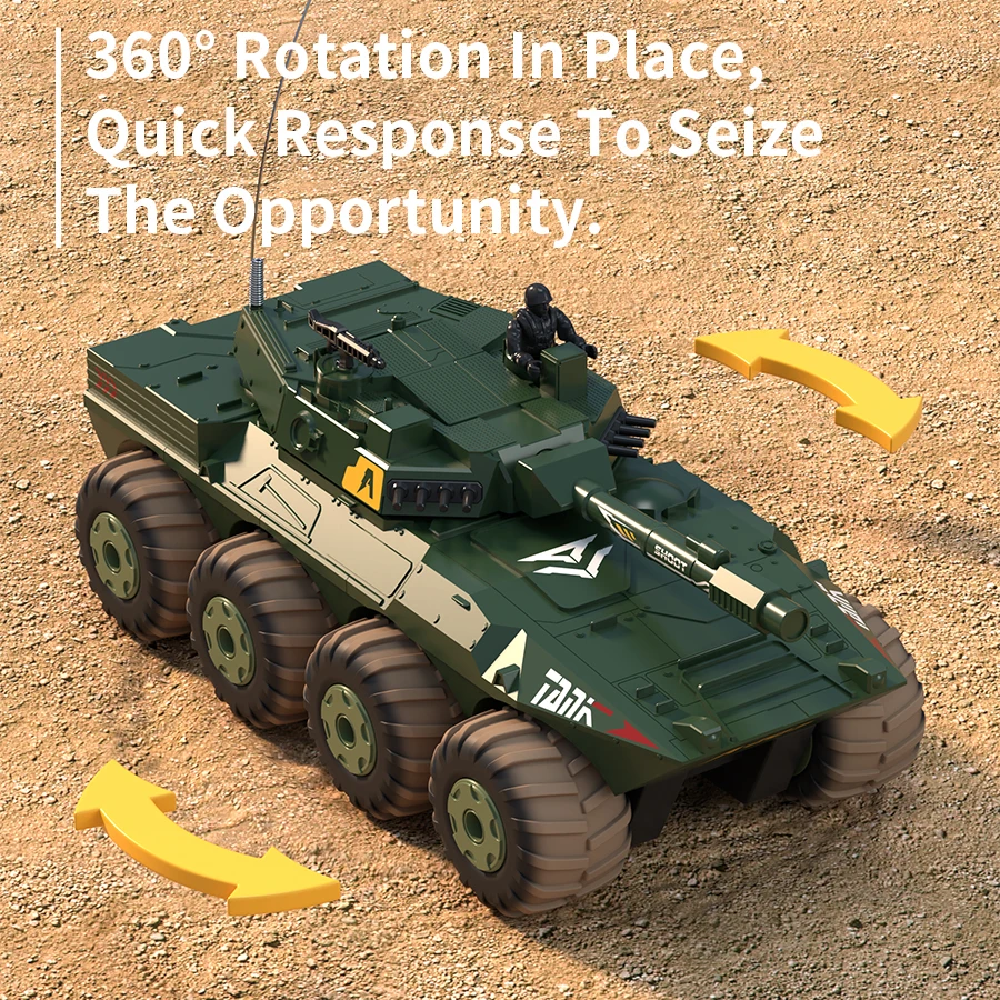 Rc Tank Car 1/32 Remote Control Truck Amphibious Armored Vehicle Large 8X8 WD Radio Control Car Children Model Toys for Boys Kid - Image 6