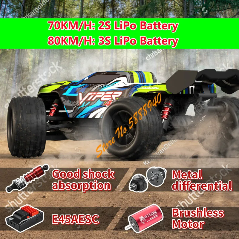 80KM/H Brushless Racing Electric RC Car 2.4G 150M 1/16 Simulation Vehicle 4WD Climbing All Terrain Off Road Remote Control Truck - Image 2
