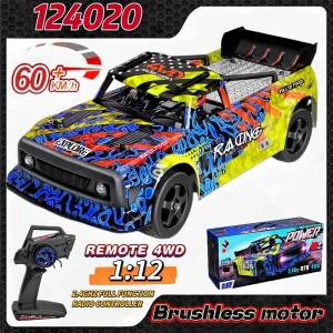 WLtoys 124020 New 1/12 Brushless Remote Control High-Speed Car 60KM/H High-Speed Four-Wheel Drive Electric Vehicle Toy 2.4G Boy