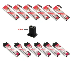 6PCS GNB 3.8V 720mAh 1S 100C/200C HV 4.35V LiHV Battery With A30 Male Connector For RC FPV Drone DIY Plug VS BT2.0