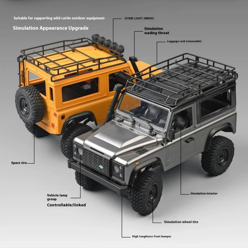 1:12 Scale MN-99S MN-98 RTR Version RC Car 2.4G 4WD RC Rock Crawler D90 Defender Pickup Remote Control Truck MN 99S Toys Gifts - Image 5
