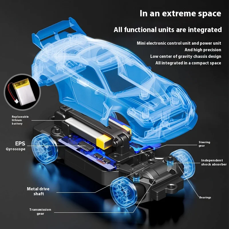 1/43 RC Car RC Drift Car with ESP Gyroscope Full Proportional Control 4WD Metal Body 2 Sets Tires Realistic Drifting Kids Gift - Image 4