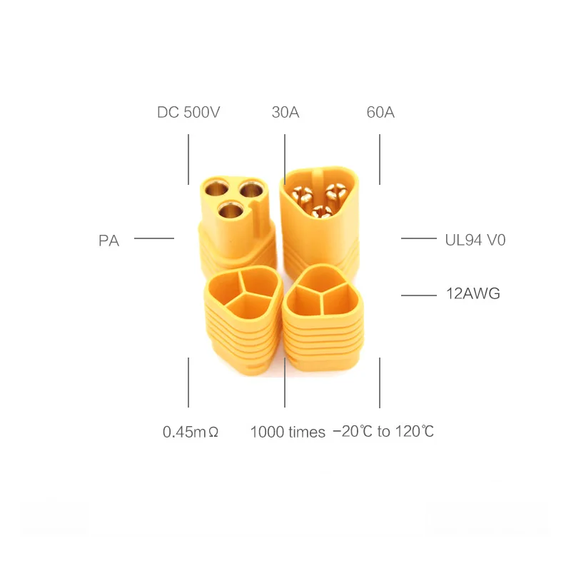 5pair/lot AMASS MT60 3.5mm 3 Pole Bullet Connector Plug With Sheath Set for RC Multicopter Quadcopter Airplane ESC Accessories - Image 3