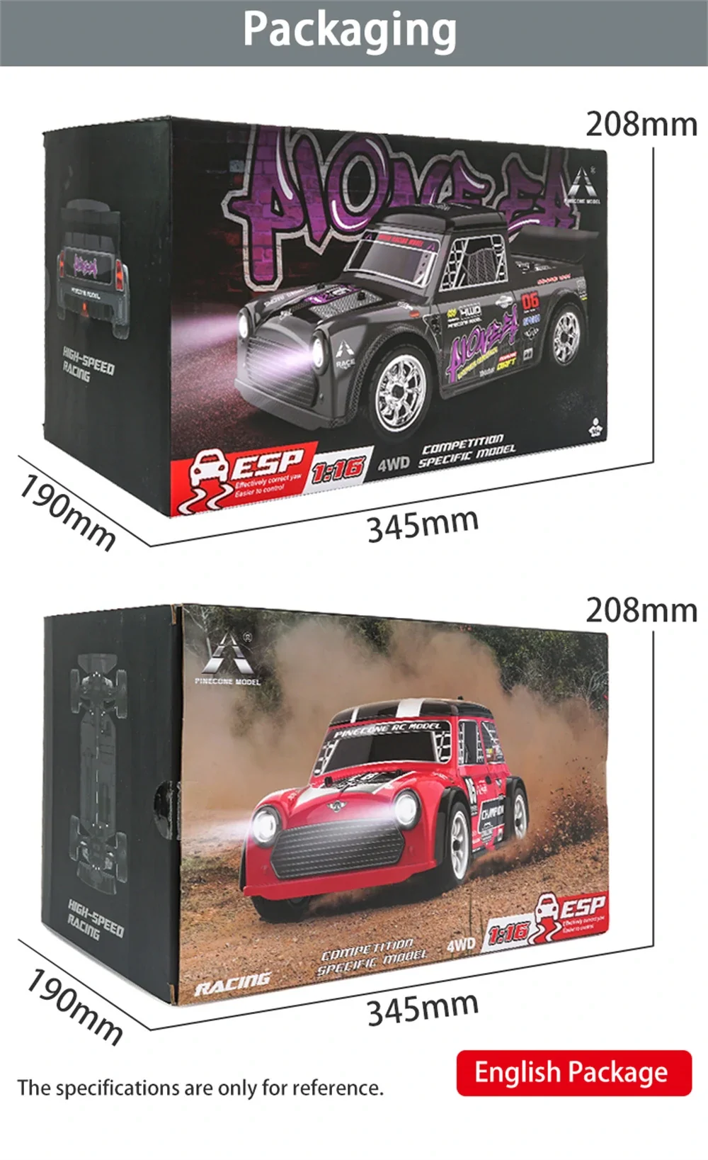 SG PINECONE FOREST 1605/1606 PRO Two Battery RC Car Brushless/Brushed Drift RTR 1/16 2.4G 4WD 50km/h LED Light High Speed Vehicles Models