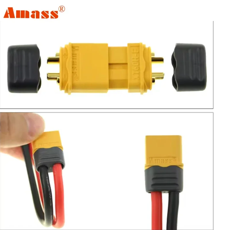 10PCS AMASS XT60H + XT60 Connectors 60A Current Rating Gold-Plated Contacts Anti-Spark Design for LiPo Batteries RC Drones/FPV - Image 2