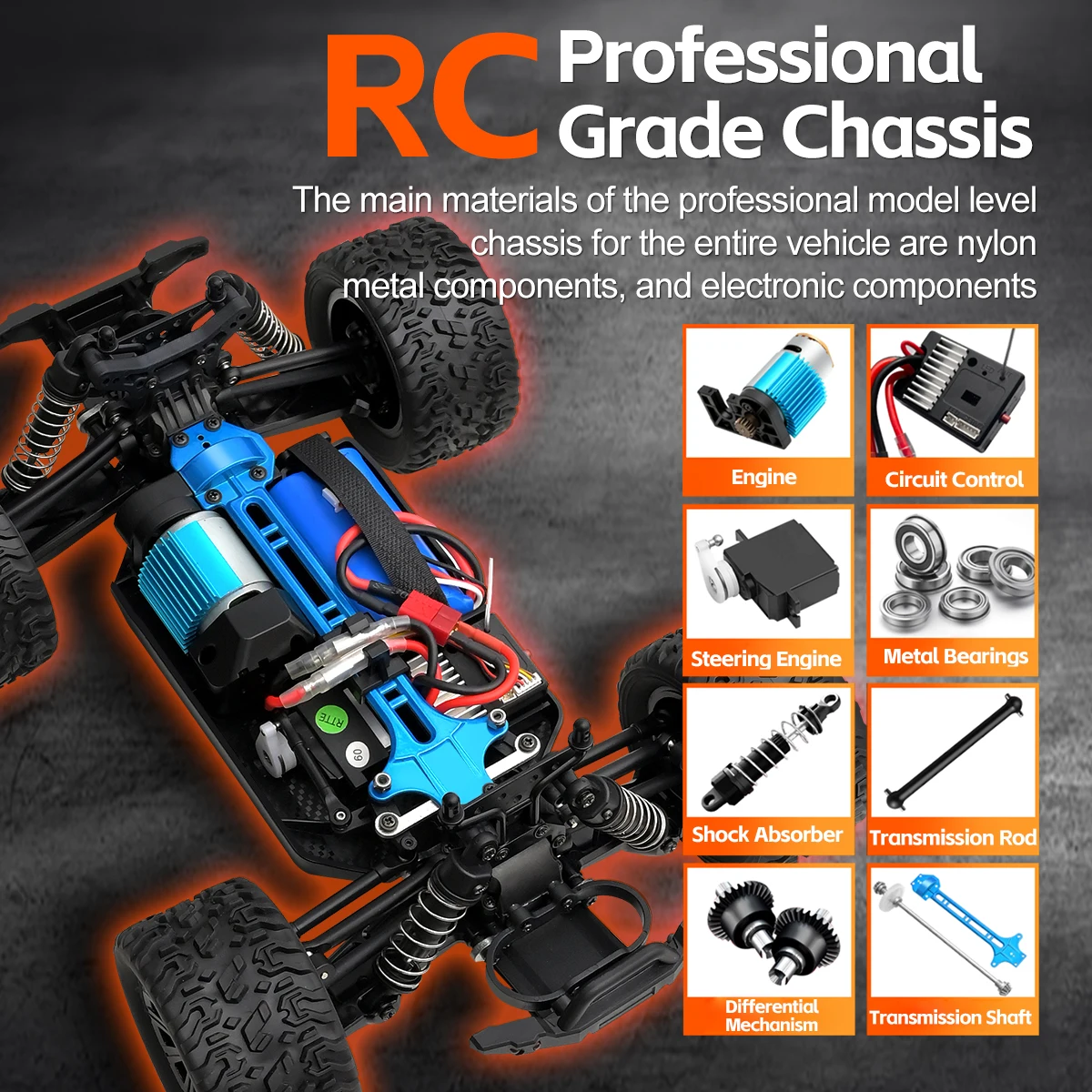WLtoys 164018 1/16 RC Car off Road 4x4 Trucks With LED light 2.4G Electric Hight Speed Remote Control Climbing Cars For Kid - Image 5