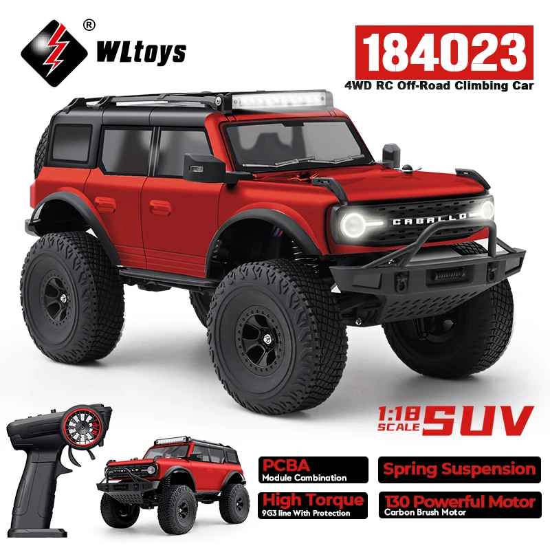 WLtoys 184023 1:18 RC Car With LED Light 2.4G 4WD Remote Control Car RTR Professional Off-road Climbing Vehicle Toy For Kid Gift