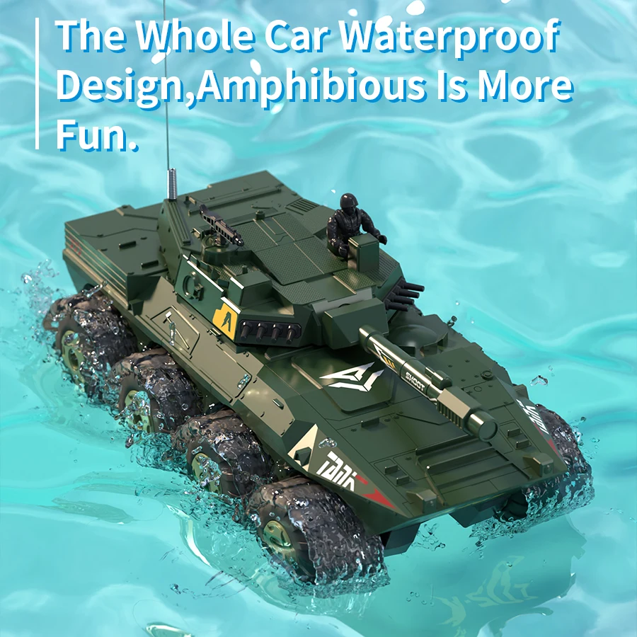 Rc Tank Car 1/32 Remote Control Truck Amphibious Armored Vehicle Large 8X8 WD Radio Control Car Children Model Toys for Boys Kid - Image 3