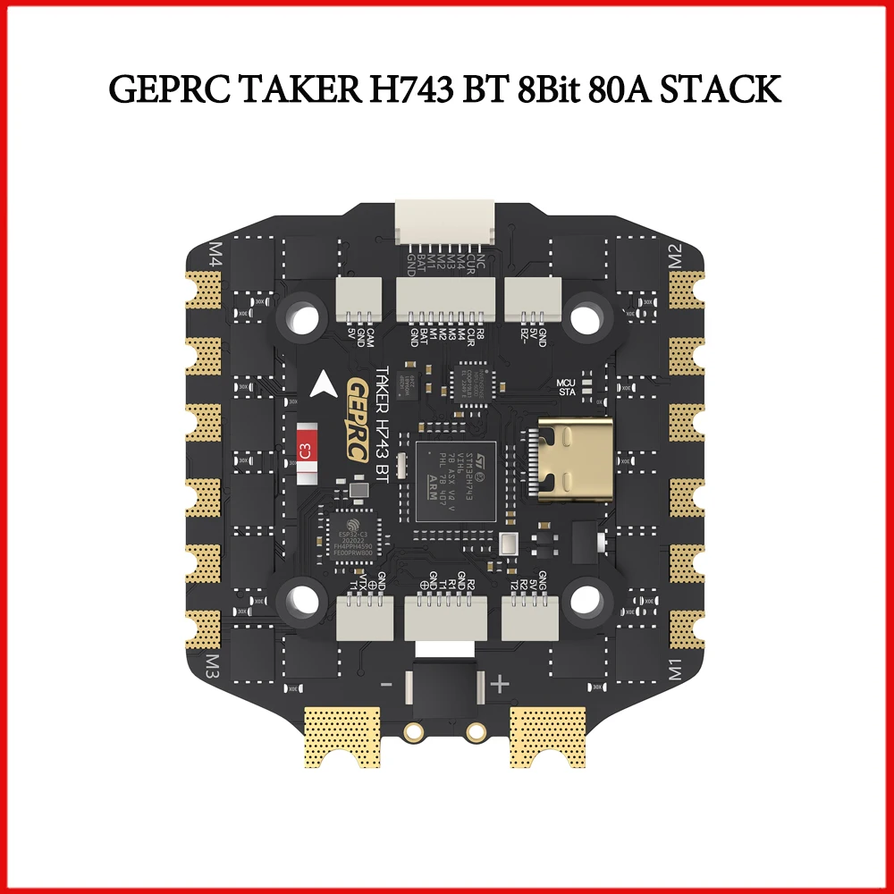 GEPRC TAKER H743 BT 8Bit 80A Stack with 5V 3A+12V 2.5A Dual Independent BEC for FPV Drone Assembly Accessories for Air Unit