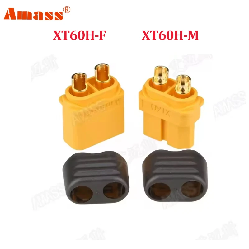 10PCS AMASS XT60H + XT60 Connectors 60A Current Rating Gold-Plated Contacts Anti-Spark Design for LiPo Batteries RC Drones/FPV