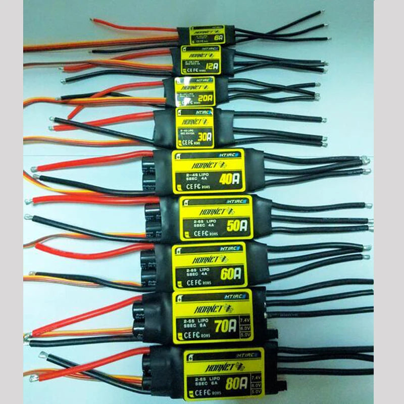 1PCS HTIRC Hornet Fixed Wing Series 12A 20A 30A 40A(2-4S/2-6S) 60A 80A Brushless ESC for RC Model Airplane Helicopter Parts