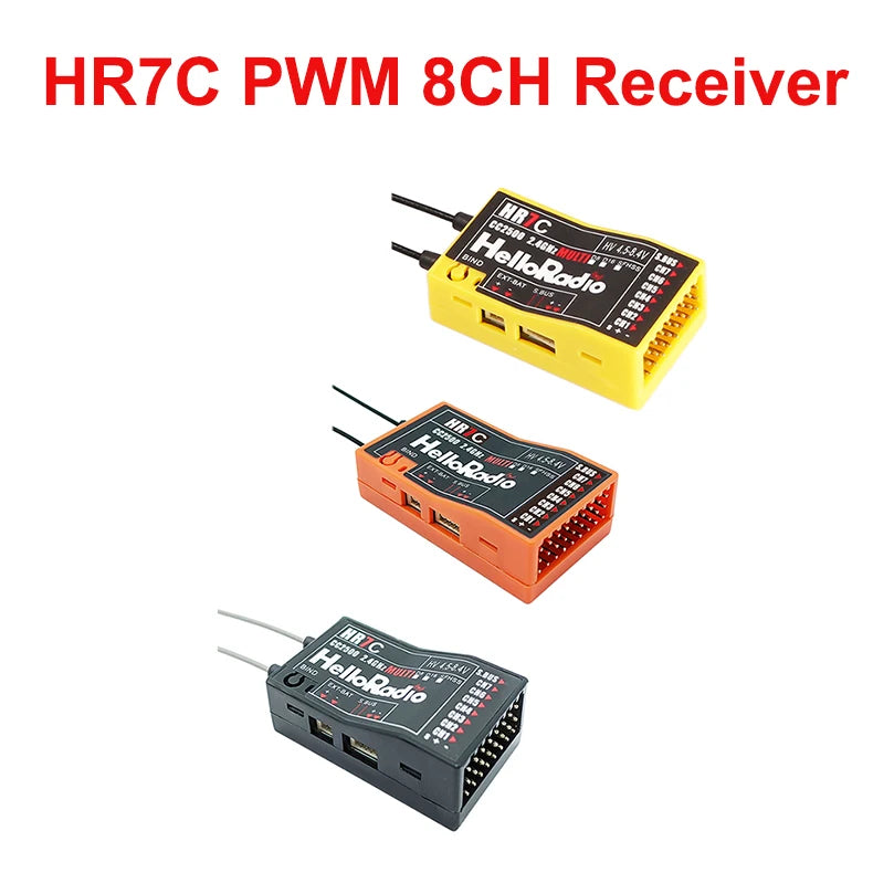 HelloRadio HR7C PWM 8CH Receiver CC2500 Chip Compatible D8 D16 SFHSS Fixed Wing Aircraft Model Remote Control Drone Airplane