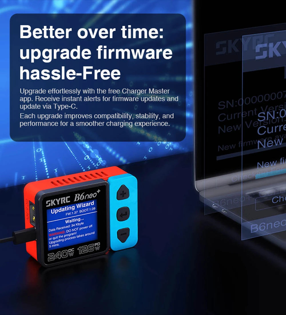 SkyRC NEW B6neo+ DC 240W PD 126W Smart Charger Battery Balance Charger SK-100211 B6 neo+ B6NEO Compact Charger Discharger - Image 3