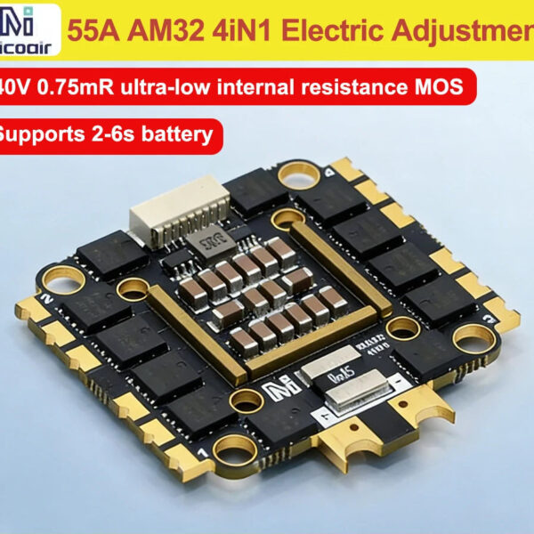 MicoAir 55A AM32 4N1 ESC 2-6S 32-bit FPV Traverser ESC Support PWM/DShot300 signals Inside/outside 2oz copper strip deflector