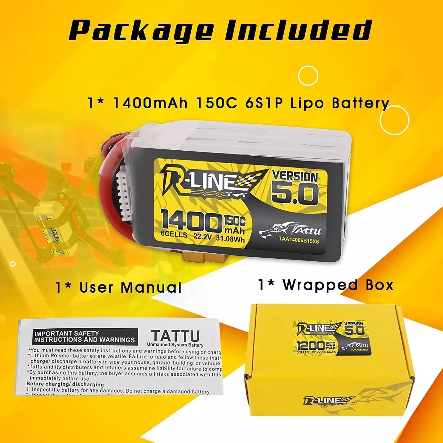 Tattu R-Line 5.0 V5 150C 850 1050 1200 1300 1550mAh Lipo Battery 3S/4S/6S XT30 XT60 Plug FPV Racing Drone RC Quadcopter - Image 6
