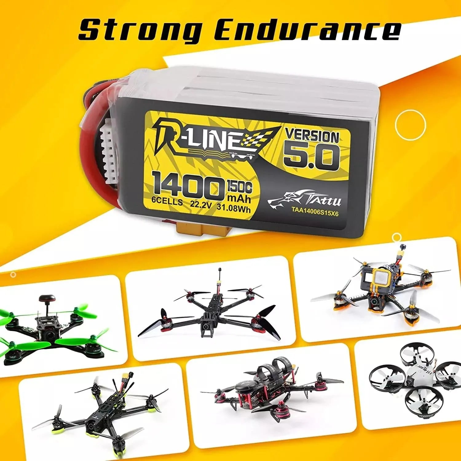 Tattu R-Line 5.0 V5 150C 850 1050 1200 1300 1550mAh Lipo Battery 3S/4S/6S XT30 XT60 Plug FPV Racing Drone RC Quadcopter - Image 4