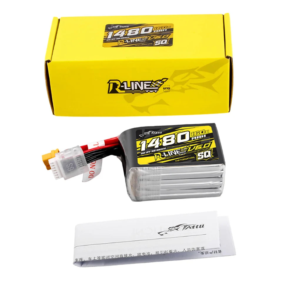 Tattu R-Line 6.0 1480mAh/1600mAh 6S 160C 22.2V Lipo Battery For RC Helicopter Quadcopter FPV Racing Drone with XT60 Plug - Image 3