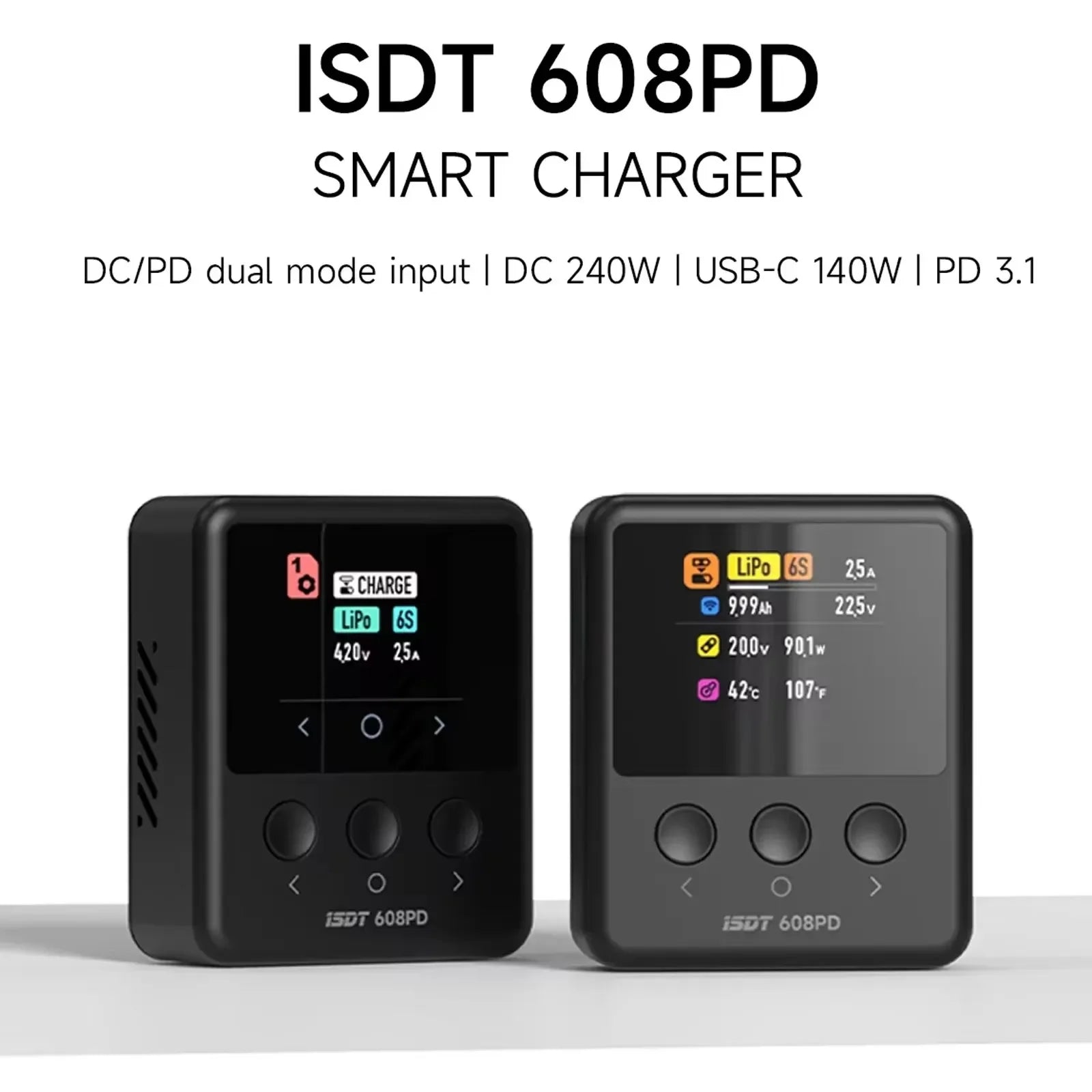 ISDT 608PD Lipo Balance Charger Discharger 240W/10A DC & 140W/5A PD Smart Digital Charger for LiPo/LiFe/LiHV RC Batteries - Image 3