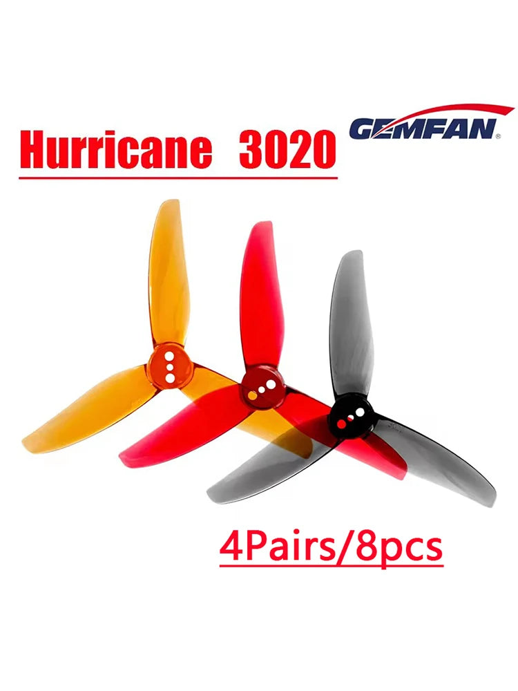 4Pairs Gemfan Hurricane 3020 3-Blade 3 Hole PC Propeller 1.5mm for RC FPV Racing Freestyle 3inch Toothpick Cinewhoop Ducted - Image 6